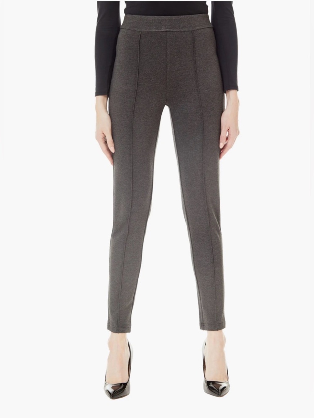 By Design Sharon Seamed Front Ponte Knit Charcoal High Rise Stretch Pants EUC